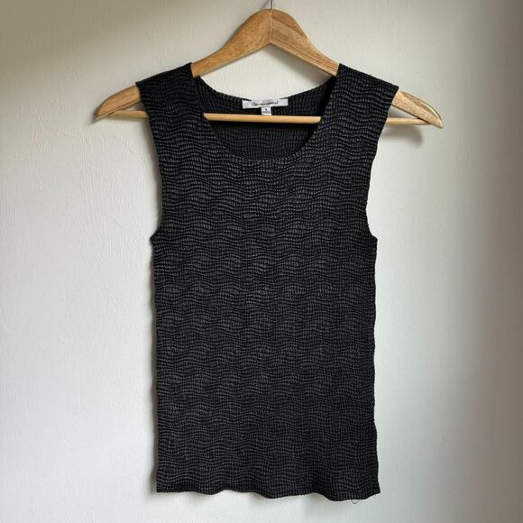 Quintessential Black Textured Stretch Tank Top S - Picture 1 of 8